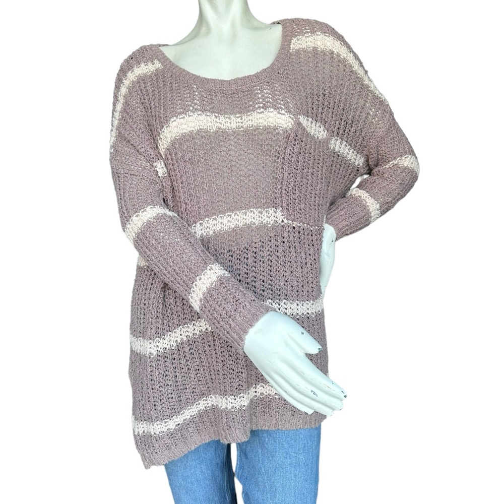 Free People Oversized Boxy Striped Knit Sweater Size XS